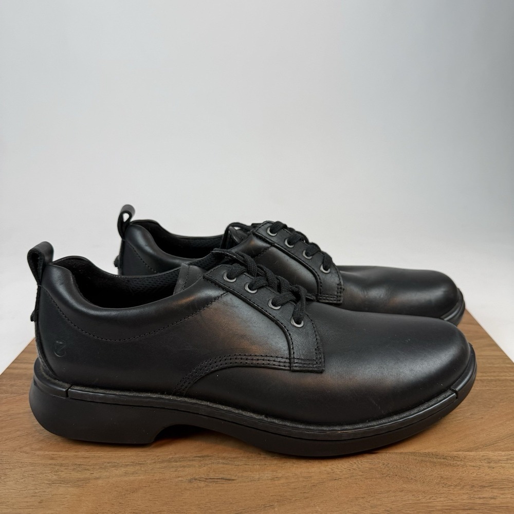 New Mens Ecco Fusion Plain Toe Oxford Black Leather Shoes Size EU 46 US 12/12.5‎